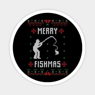 Merry Fishmas - Funny Ugly Christmas Sweater Fishing Gift Magnet